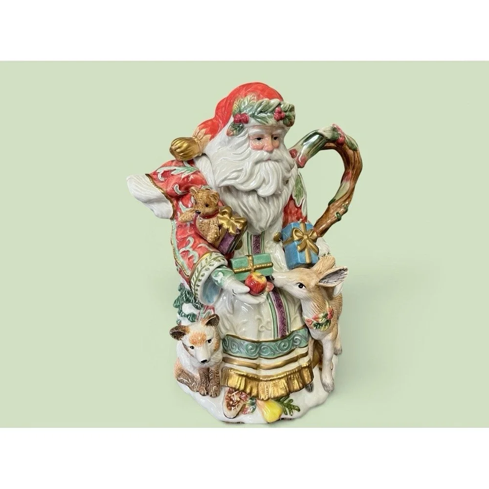 Fitz & Floyd‎ Classics Enchanted Holiday Santa Claus Teapot Tea Pot Pitcher Xmas